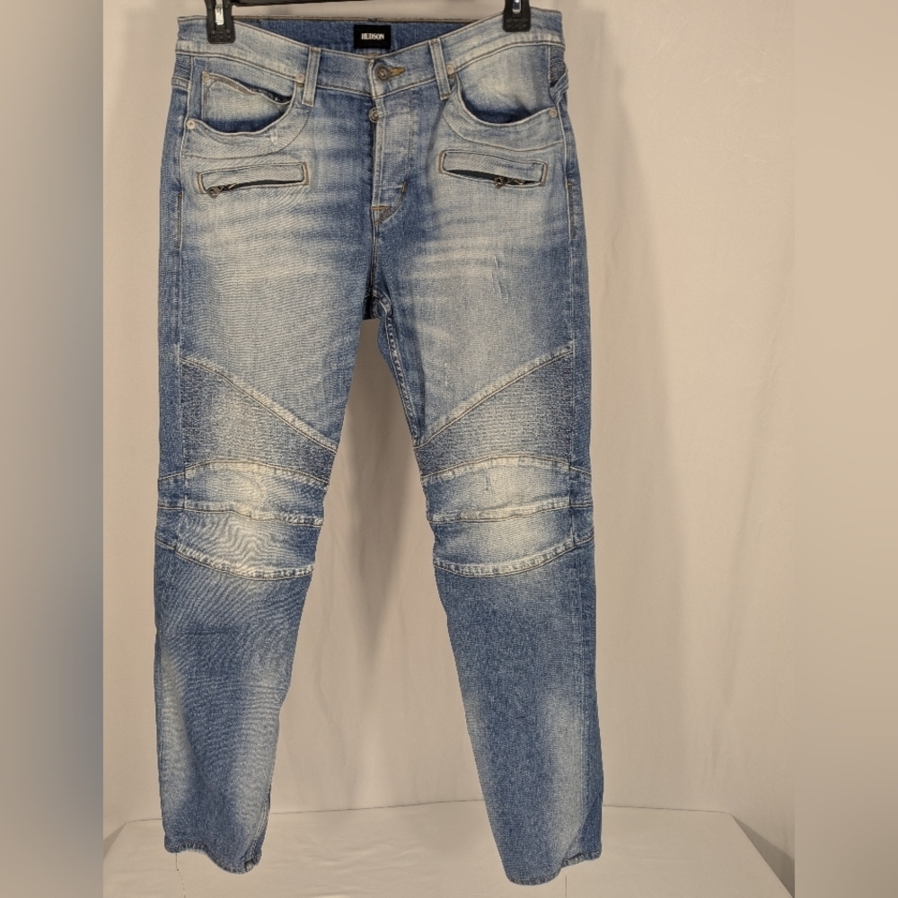 Hudson's The Blinder V2 Biker Jeans Light Blue Denim With Button Fly Size 33
